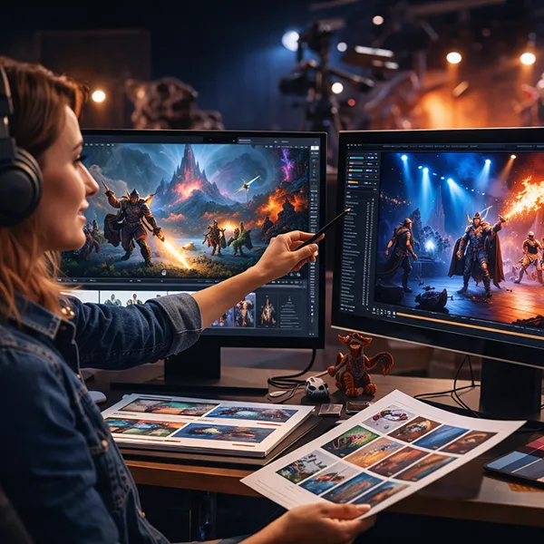 Directrice artistique travaillant sur des concepts visuels pour animation, jeu vidéo et spectacle vivant.